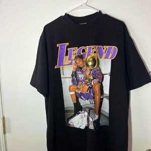 Black T-Shirt with Purple and Gold Graphic